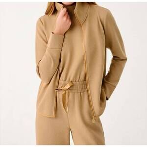 NEW LILLY PULITZER basque upf 50+ full zip jacket in heathered iced latte